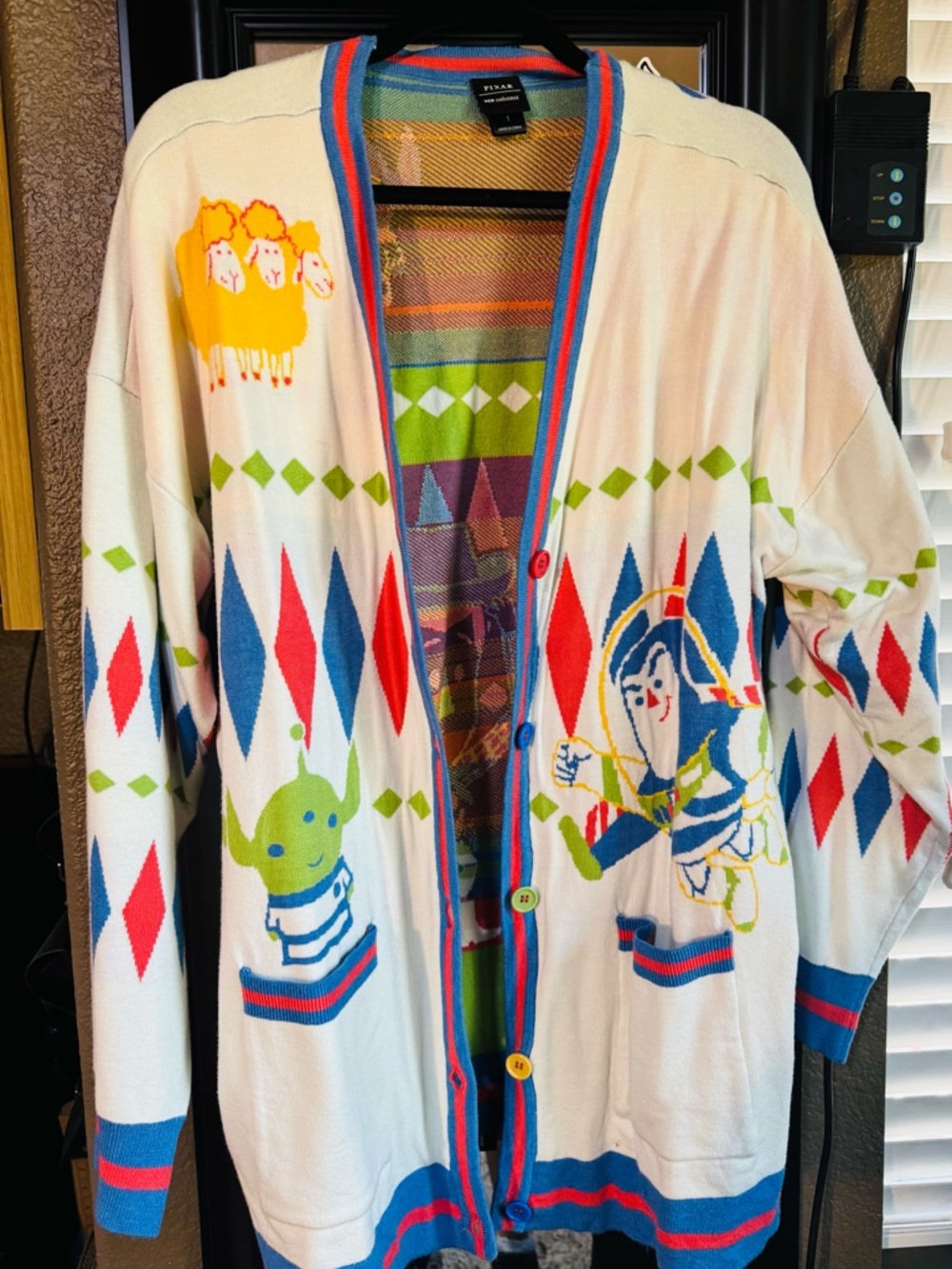 Toy Story Character Cardigan Sweater - Cream with Blue & Red Accents